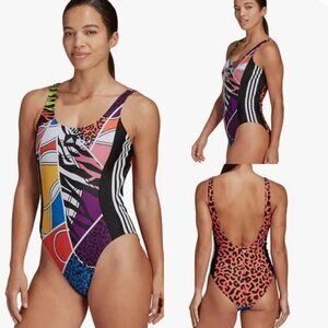 Adidas One Piece Swimsuit Plus Size 16 High Cut Colorful Animal Print